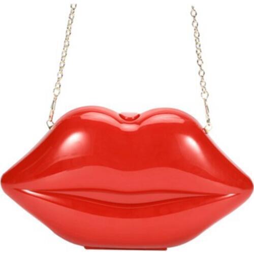 High quality ladies acrylic chain shoulder bag 2019 new personality creative lips clutch bag dinner bag female lips shape wallet