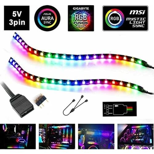5050 LED Strip Light with 3Pin RGB-Header 5V Software Control Lighting 60LEDs/M for ASUS Aura SYNC,MSI Mystic Light SYNC,for PC