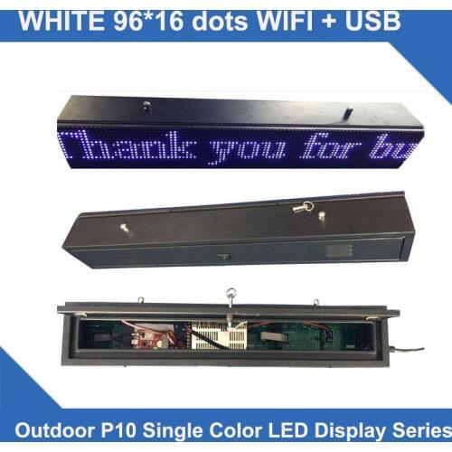 LED SCROLLING SIGN P10 white Single line LED scroller signs Led Display Board waterproof cabinet 16*96 dots wifi control system