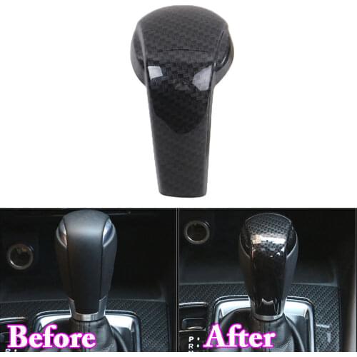 Carbon Fiber Color/Silver Car Gear Shift Knob Cover Trim Sticker For Mazda 6 Atenza CX-9 CX9 CX-5 CX-3 CX3 2015-2017