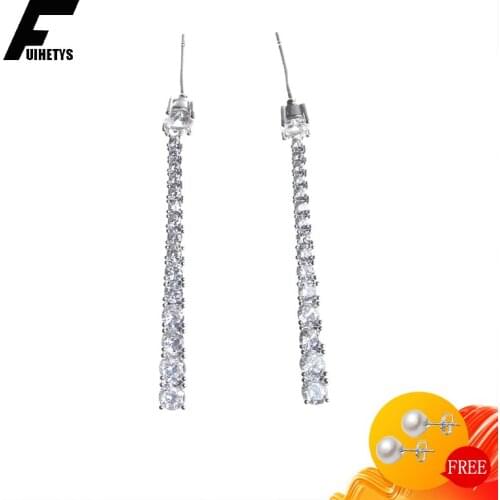 BaliJelry Charm Earrings 925 Silver Jewelry Accessories Long Style Topaz Gemstones Drop Earring for Women Wedding Engagement