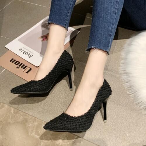 New Women Pumps High Thin Heel Pointed Toe Solid Shallow Fashion Sexy Ladies Women Shoes Female High Heel Pumps W32-13