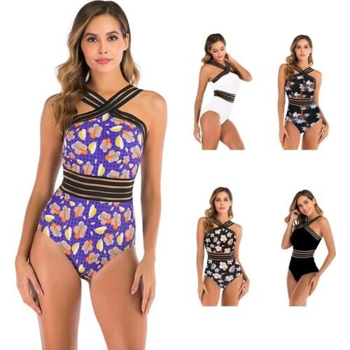 Womens Cross Straps Sleeveless One Piece Swimsuit Stretch Waistband Sexy Beach Swimsuit 41