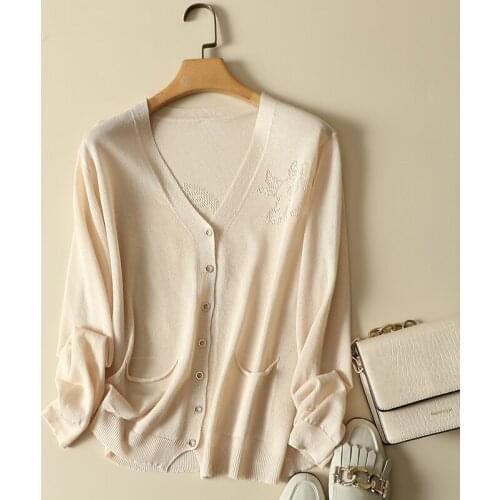 Cotton Linen Knitted Solid Women Sweater Cardigan Winter New 2021 Loose Long-Sleeved Elegant Office Lady Outwear Coats Tops