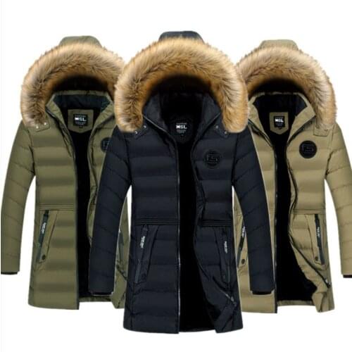 European And American-Style Winter padded Clothes Young MENS Mid-length Plus Velvet Thick Cotton-padded Clothes Cotton
