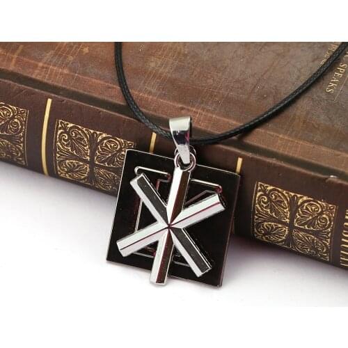 10pcs/lot Cartoon Cool pendant Necklace Square Letter K Pendant Cosplay Alloy Choker Necklaces Jewelry Men Birthay Gift for Men