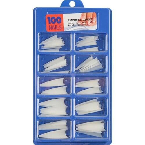 100 Pcs/Lot Transparent/Natural False Empress Curve Ghost Spikes Fake Acrylic French Nail Art Tips Salon False Nail Tips