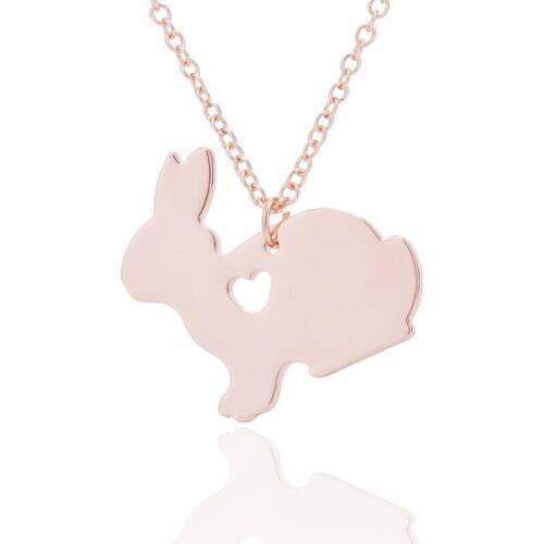 12PC Rose Gold Color Lovely Animal Bunny Pendants Necklaces Rabbit Charm Necklace For Women Animal Jewelry Necklace Party Gifts