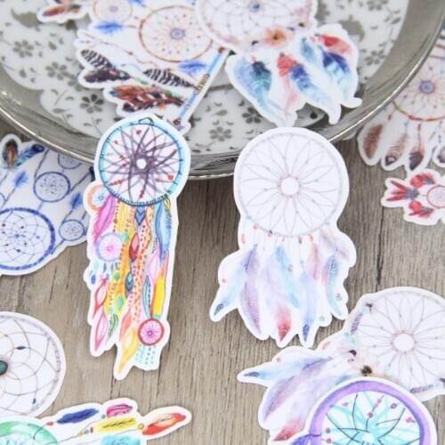 17pcs Watercolor Beautiful Dream Catcher Waterproof Scrapbooking Stickers DIY Craft Decorativ Sticker Pack for Laptop Notebook