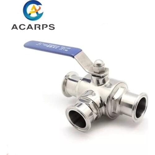 19mm 25mm 32mm 38 mm 304 Stainless Steel Sanitary Ball Valve 3 Way Tri Clamp Ferrule Type For Food Homebrew Diary