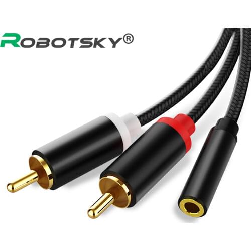 2 RCA Audio Cable 3.5mm Jack to 2 RCA AUX Cable AUX Splitter 3.5mm Stereo Male to Female 2 RCA Adapter For Home Theater