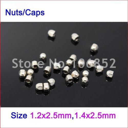 200pcs Size 1.2x2.5mm 1.4x2.5mm Metal Eyeglasses Glasses Screw Nuts Cap Optical Accessories Free Shipping