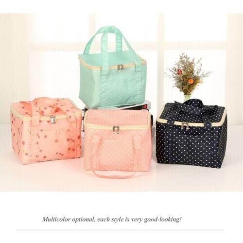 2021 Waterproof Lunch Bag Oxford Dot Picnic Carry Case Portable Insulated Lunch Bags New Food Storage Boxes For Women