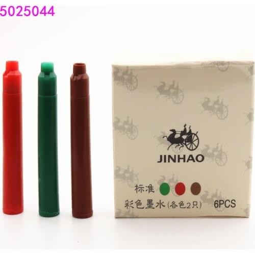 3colors high quality 6pcs ink fountain Pen Ink pens refill cartridge school office supplies