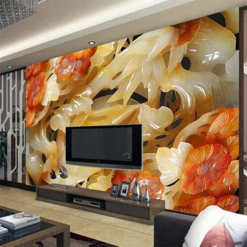 Wellyu Custom Wallpaper 3D mural High Definition Jade Carving Classical Painting Backdrop Design papel de parede 3d wallpaper