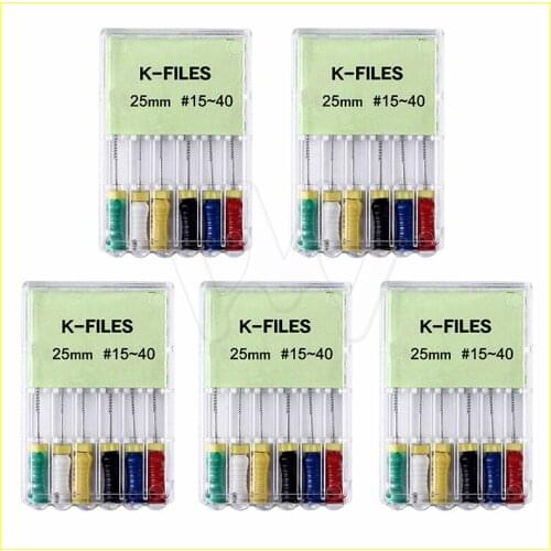 5pcs Dental Endodontic K-files #15-40# For Endo Root Canal Hand Use File Niti 25mm