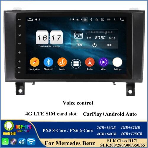 4gb+64gb ips 2 din 8" PX6 Android 10 Car Radio DVD GPS for Mercedes Benz SLK Class R171 W171 Bluetooth 5.0 WIFI Easy Connect
