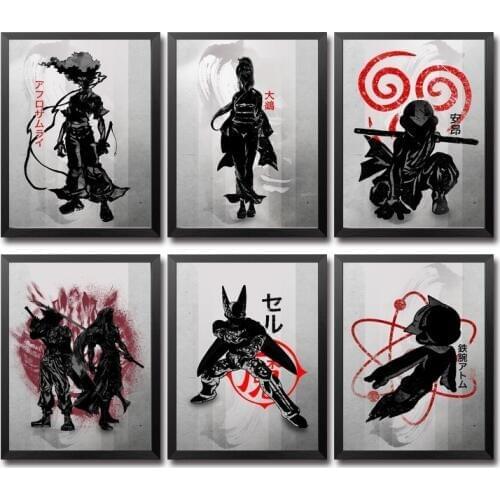 Afro Samurai Number One Okiku Avatar Aang Born Enemies Cell DBZ Astro Boy Akira All Might Japanese Anime Abstract Poster