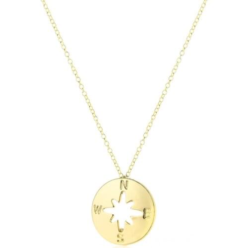 American hot style jewelry compass necklace simple creative compass letters compass pendant clavicle chain