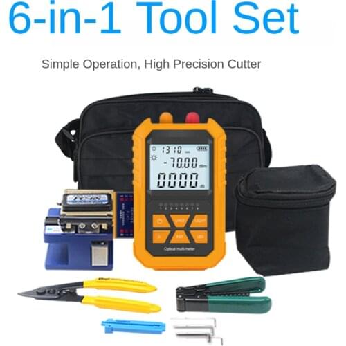 AT-G410 6-In-1 Fiber Optic FTTH Tool Kit with Fiber Cleaver Optical Power Meter Visual Fault Locator Wire stripper