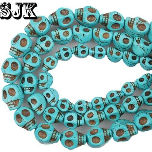 Turquoises Skull Stone Spacer Beads 8*10/10*13/12*15MM Diy handmade Bracelet Necklace Jewelry Making Accessories Wholesale