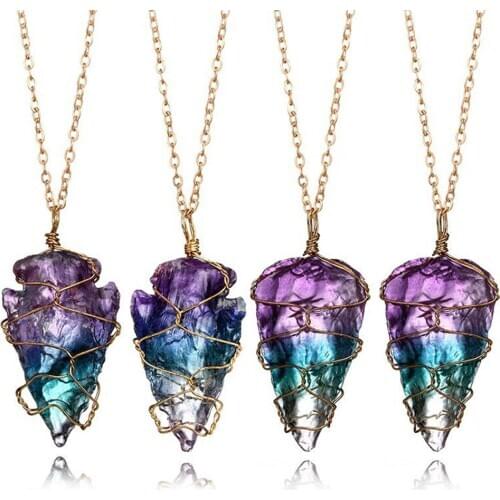 LIMARIO Natural Stone Pendant Necklace Fashion Crystal Chakra Rock Necklace Chain Irregular Quartz Long Necklace For Women Gift