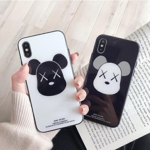 BONVAN Tempered Glass Case For Huawei Y6 Y7 Pro 2019 Cartoon Hard Cover For Huawei Y5 Y9 Y7 Prime 2018 2019 Bear Couqe Capa