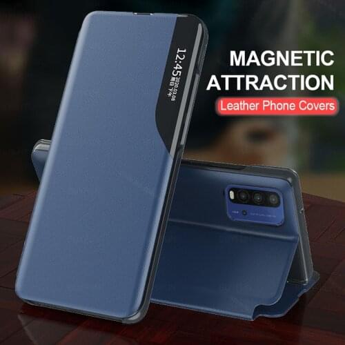 Smart View Window Flip Phone Cover Case for Xiaomi Redmi 9t 9 t Leather Magnetic Holder Book Shockproof Cases redmi9t