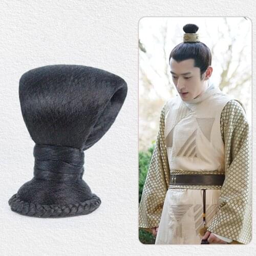 Black Taoist priest Warrior Swordsman Cosplay Hair Accessories Vintage Hairstyling Prince Chignon Bun Chancellor Headdress