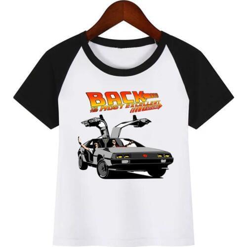 Children New Cartoon Back to the Future DMC Delorean Print Summer T-shirt Kids Fashion Clothing T Shirt Children Cartoon T-shirt