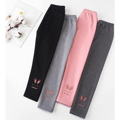 Kids Girls Rabbit Autumn Winter Leggings Plus Velvet Padded Children Leggings Warm Pants