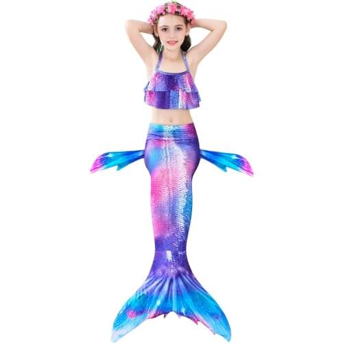 Girls Mermaid Tails for Swimming Costume Kids Girl Swimsuit Mermaid Tail No Monofin Flipper Children Swimsuit Bikini Set