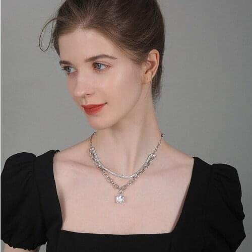 Double Chic Sexy Necklace Unique Personality Temperament Fashion Layered Style Cubic Zirconia Pendant Colors Bright Shining Gift
