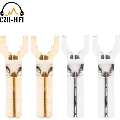 EIZZ High End Speaker Cable Spade Y Fork Plug Banana Connector Copper Terminal Jack Connectors HiFi Audio DIY