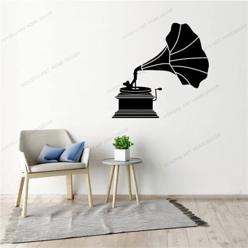 Phonograph Wall Sticker Classic Design Home Decor Record Player Vinyl Wall Decals Invention Music Machine Wall Mural DW9672