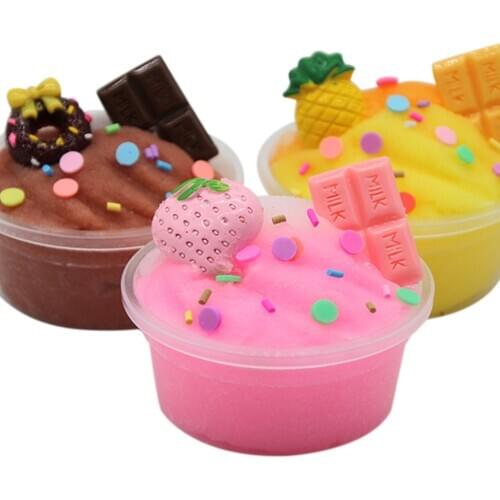 Fruits Chocolate Cotton Mud Puff Slime Scented Stress Kids Clay Toy 60ml DIY Slime Supplies Fluffy Charms Slime Activator слайм
