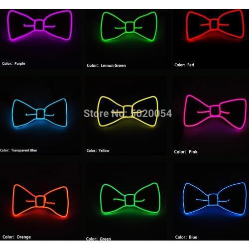 GZYUCHAO EL 10 Colors Optional EL Light Up Self tie Bow ties Men Glowing Bow Ties Festival Halloween Luminous Necktie New