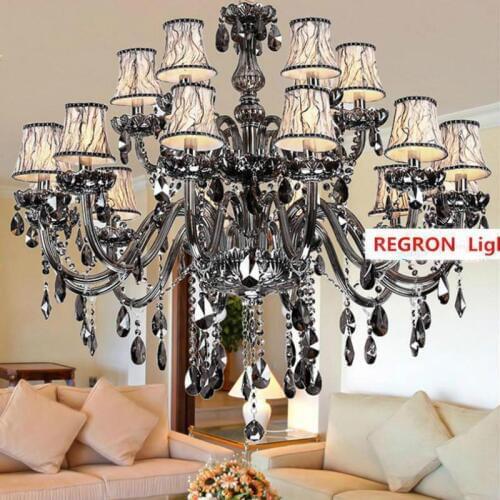 Bar Retro Smoke Crystal Chandelier led lustre de cristal fixture For Living Room led candle Chandelier led ceiling Luminaria