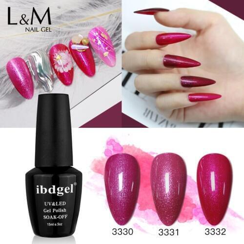Ibdgel 3 bottle High capacity Gel Polish High quality Shining Purple Gel series UV led Soak Off Nails GEl beauty long-lasting