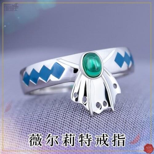 Anime Violet Evergarden 925 Sterling Silver Ring Fashion Rings Adjustable Violet Evergarden Cosplay Costumes Prop Jewelry Gift