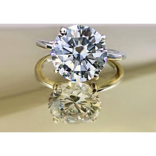 100% 925 Sterling Silver Fashion Big Round 10MM Created Moissanite Rings For Women Engagement Wedding Jewelry Anniversary