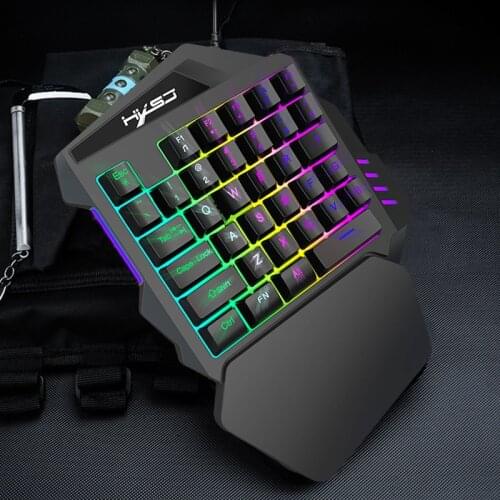 35-key One-handed Mechanical Keyboard Single Hand Keyboard and Mouse Set RGB Backlit for Throne Mobile Phone and Console Game