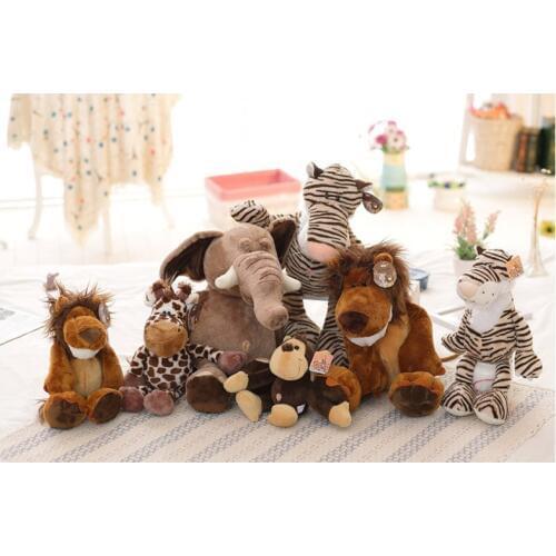 Lovely cartoon Jungle animal series elephant lion tiger plush toy kids soothing dolls children soft toy birthday gift b2729