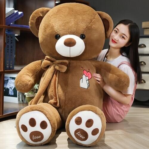 Nice 80-120CM High Quality 4 Colors Teddy With Scarf Stuffed Animals Bear Plush Toys Doll Pillow Kids Lovers Birthday Baby Gift