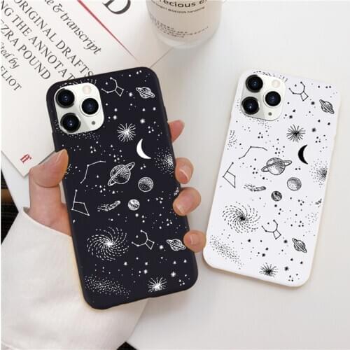 Cute Constellation Moon Star Planet Space Phone Cases for iPhone 11 12 Mini Pro X XR XS MAX 7 8 6 6S Plus SE 2020 Back Cover