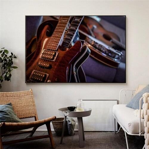 Musical Instrument Piano Guitar Violin Canvas Painting Wall Art Print Poster Music Picture Painting for Living Room Home Decor