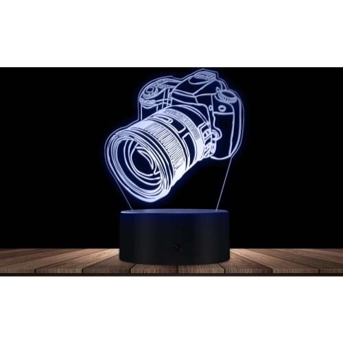 Camera Novelty Table Night Light Digital Single Lens Reflex Shape LED Night Lamp Engraved Gift 7 Color Change Touch Control