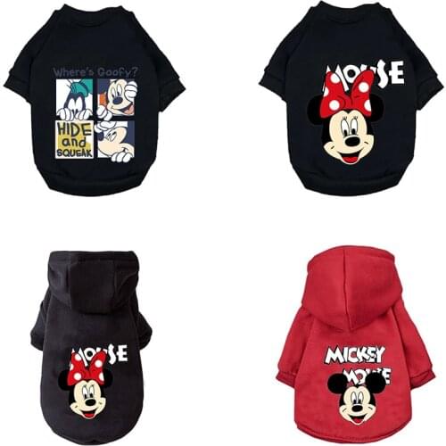 Disney Mickey Mouse Dog Clothes Winter Warm Fashion Hoodie Pet Clothes Shirt For Small Medium Dogs Pets Pug Dog Coat Clothing