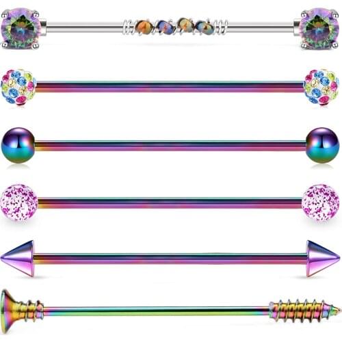 Industrial Barbell Earrings 14g Surgical Stainless Steel Scaffold Piercings Arrow Industrial Piercing for Women Men