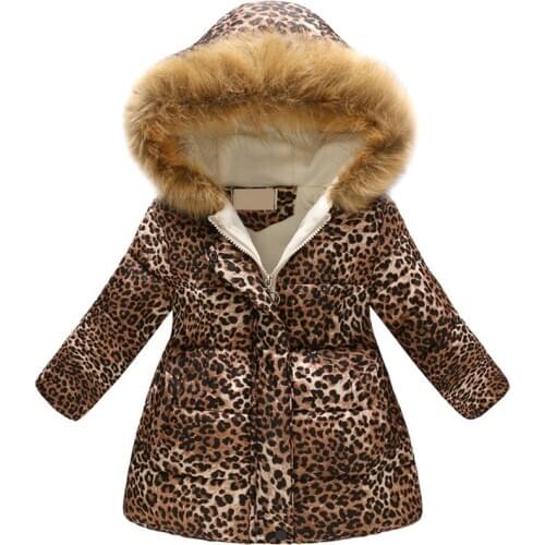 Down jacket for boys and girls in winter 2020 fashion printed hooded jacket children wear plus velvet warm girl jacket Christ